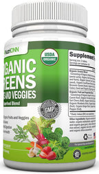 Cápsulas Orgánicas de Super Greens - NutriONN - 120 Cápsulas