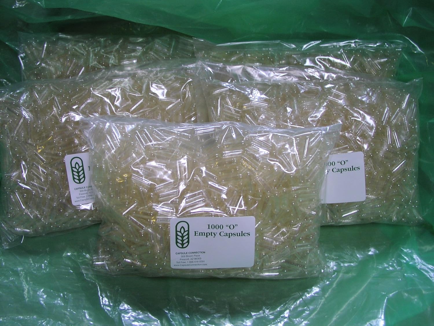 Capsule Connection 5000 Cápsulas de Gelatina Vacías, Tamaño 0, 5 Bolsas de 1000