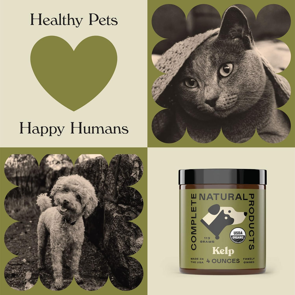 Organic Kelp Powder for Pets - 4oz - Pure Organic Kelp Powder by Complete Natural Products