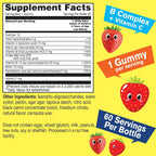 WellYeah Complejo B Infantil Gomitas Sin Azúcar con Vitamina C y Ácido Fólico - Sabor Fresa - 60 unidades