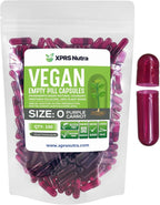 XPRS Nutra Cápsulas Vacías Tamaño 0 – 100 Unidades – Cápsulas Veganas – Cápsulas Vegetarianas para Rellenar – Cápsulas de Celulosa Vegetal para Suplementos Caseros (Zanahoria Morada)