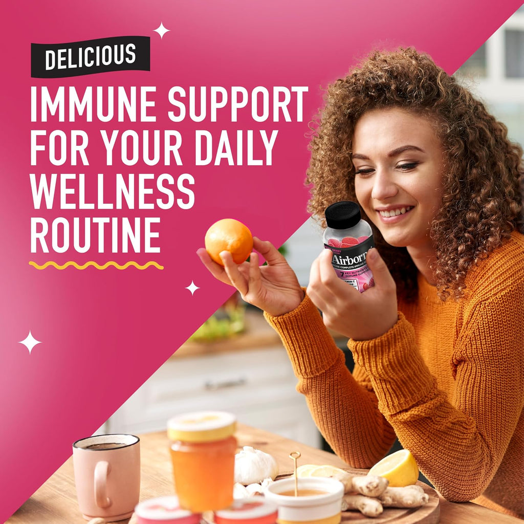 Airborne 750mg Vitamina C Gomitas para Adultos - Apoyo Inmunitario con Antioxidantes y Selenio - 42 Gomitas Sabor Bayas