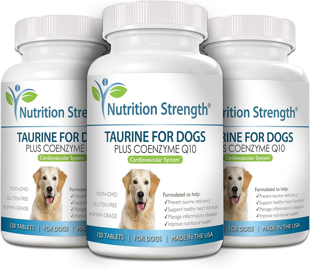 Nutrition Strength Taurina para Perros con Coenzima Q10 - Apoyo Cardíaco - 120 Comprimidos Masticables