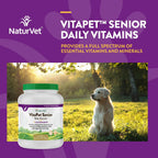 NaturVet VitaPet Senior Vitaminas Diarias para Perros Mayores con Glucosamina - 365 Comprimidos de Liberación Prolongada