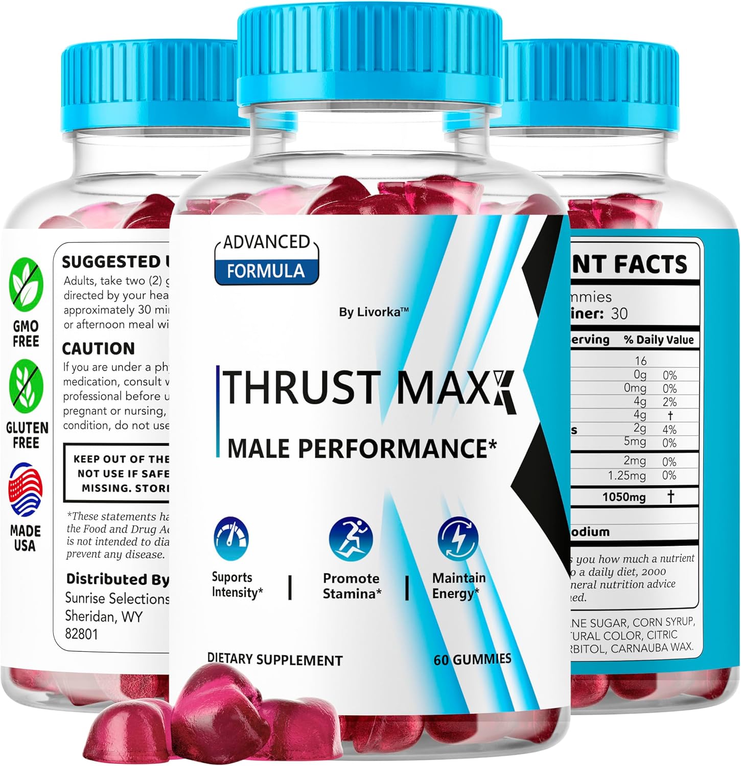 (3 Pack) Thrust Maxx Gummies - Complemento Multivitamínico para Hombres