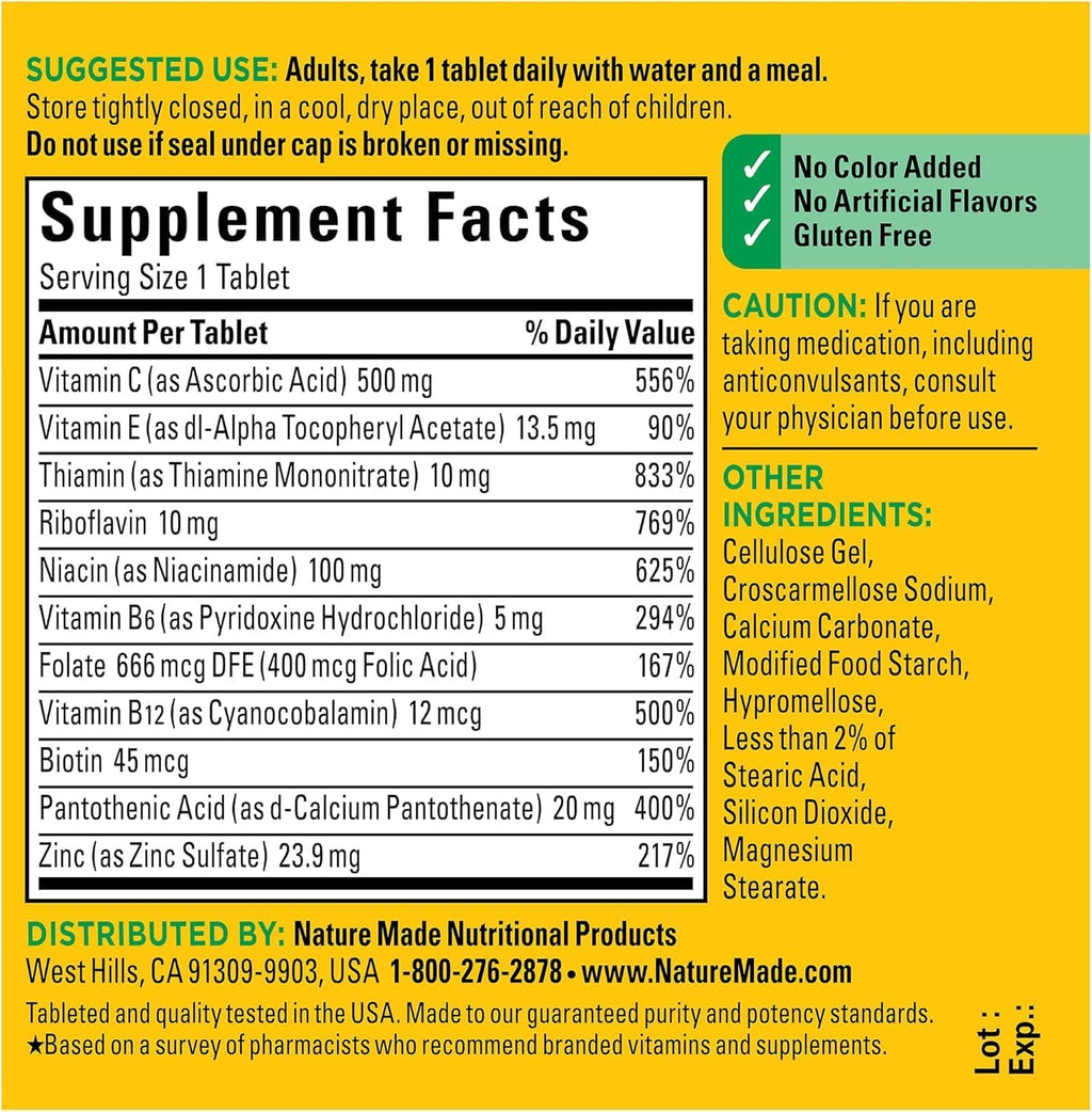 Nature Made Stress B Complex con Zinc, 75 tabletas (paquete de 2)