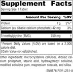 Source Naturals TMG - Trimetilglicina (Betaína Anhidra) 750 mg - 60 Comprimidos Vegetarianos