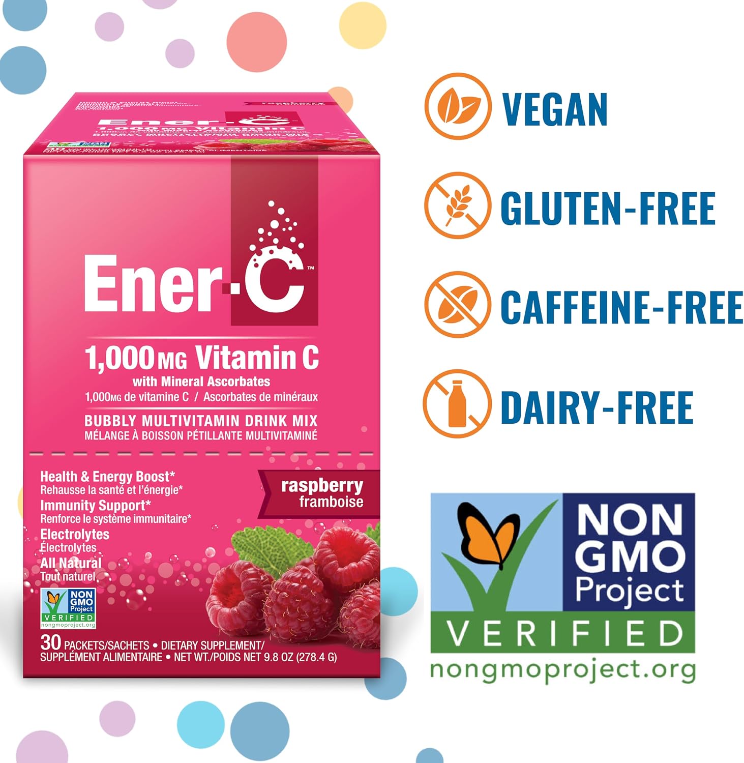 Ener-C Multivitamínico en Polvo - Frambuesa, 30 Sobres
