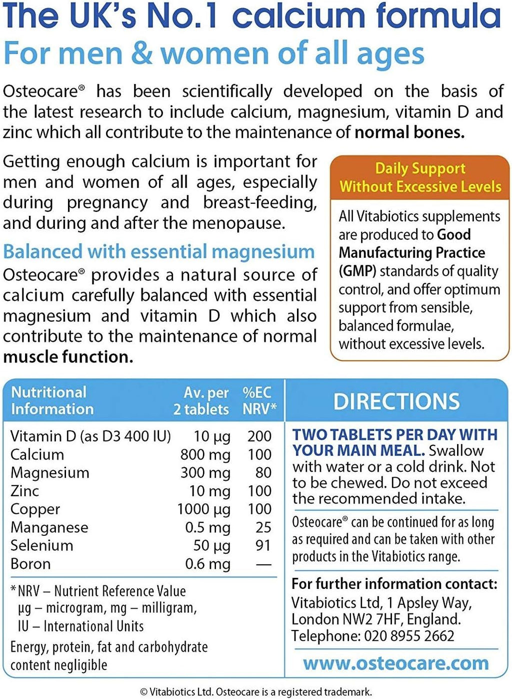 Osteocare 30 Comprimidos - Vitabiotics