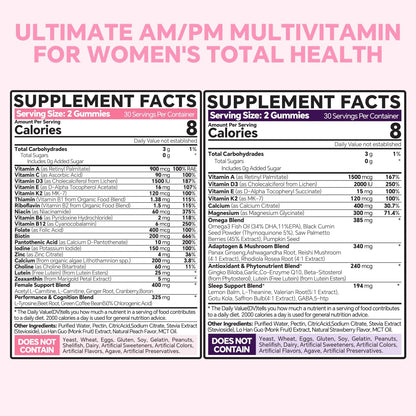 VEETAGYO Multivitamínico para Mujeres AM y – Relajación nocturna sin melatonina: La fórmula PM contiene magnesio y – Image 2