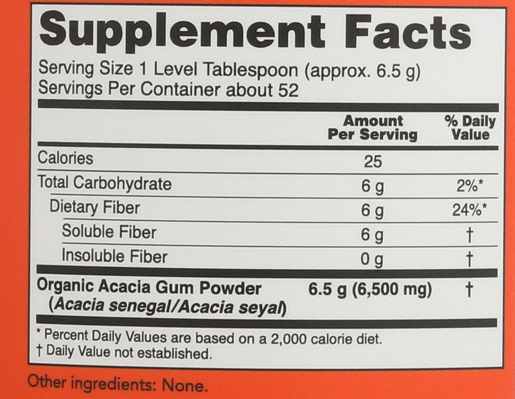 NOW Foods - Polvo de Fibra de Acacia Orgánica - 340 g