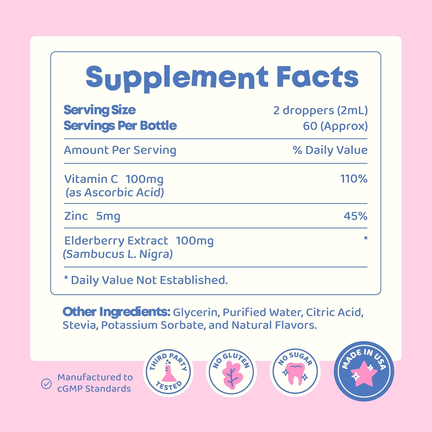 JoySpring Vitamina C y Zinc para Niños con Saúco – Gotas Líquidas, 118 ml (60 dosis)