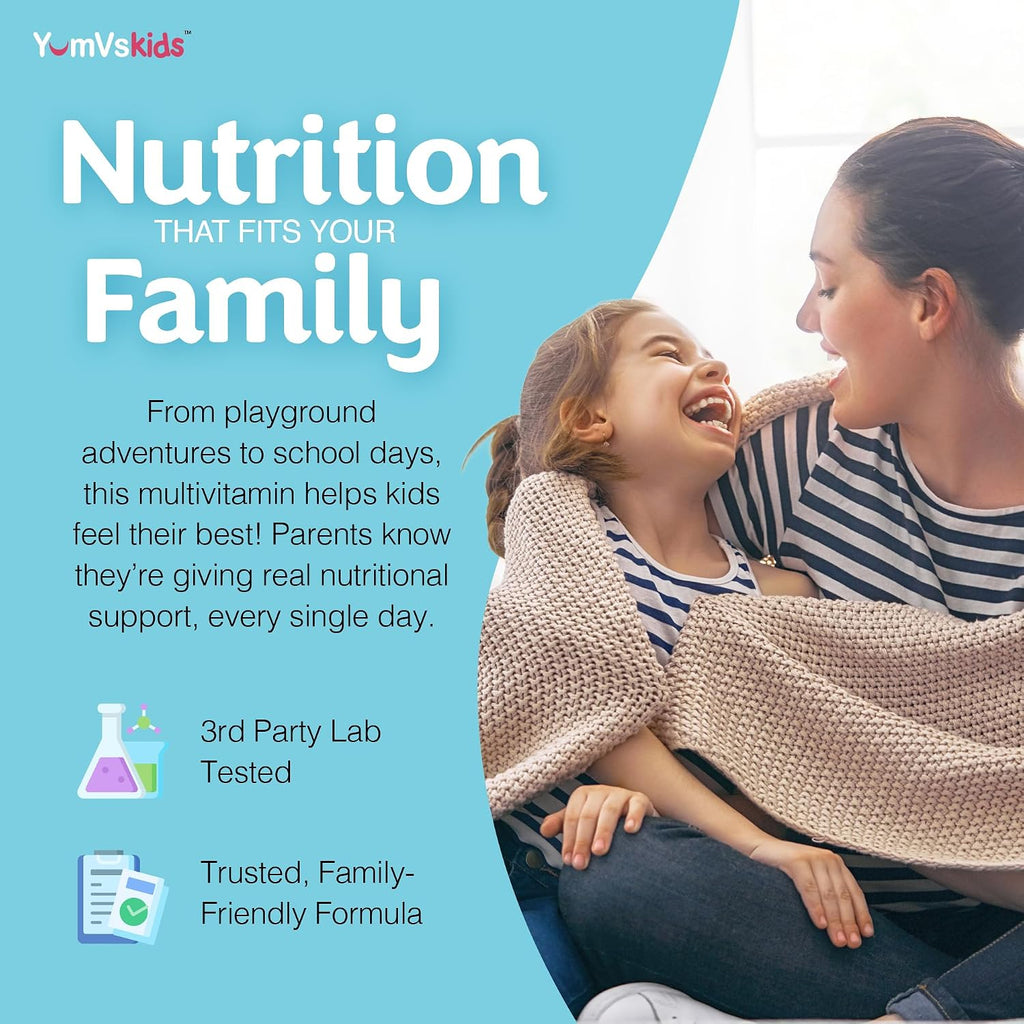 YumVs Multivitamínico Infantil con Hierro y Minerales - Comprimidos Masticables Sabor Uva y Bayas - para Niños de 2+ Años - 120 Comprimidos