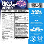 Brain Memory Supplement - 3X Strength Nootropics para Concentración y Claridad - 180 Cápsulas