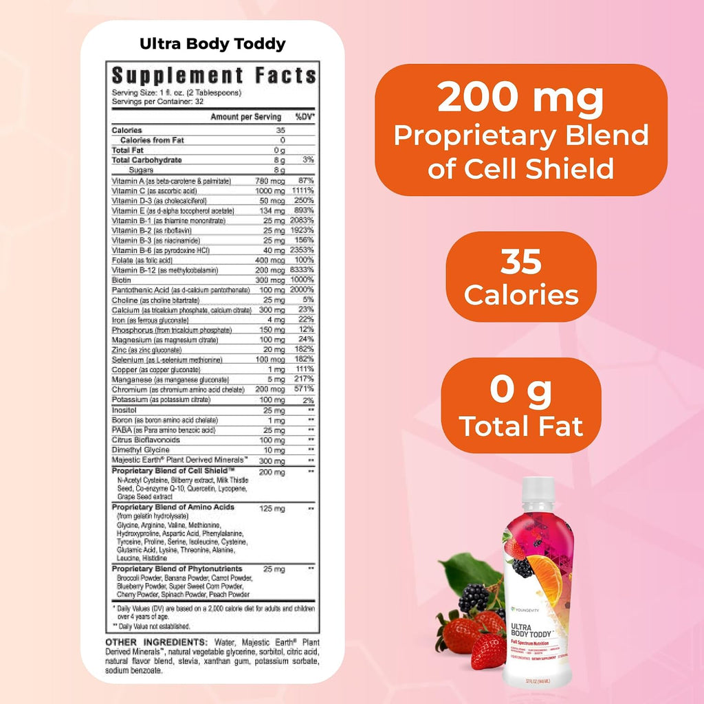 Youngevity Ultra Body Toddy - 100+ Nutrient Mega Multi-Vitamin Mineral Supplement for Men and Women (32 Fl Oz, Pack of 2)