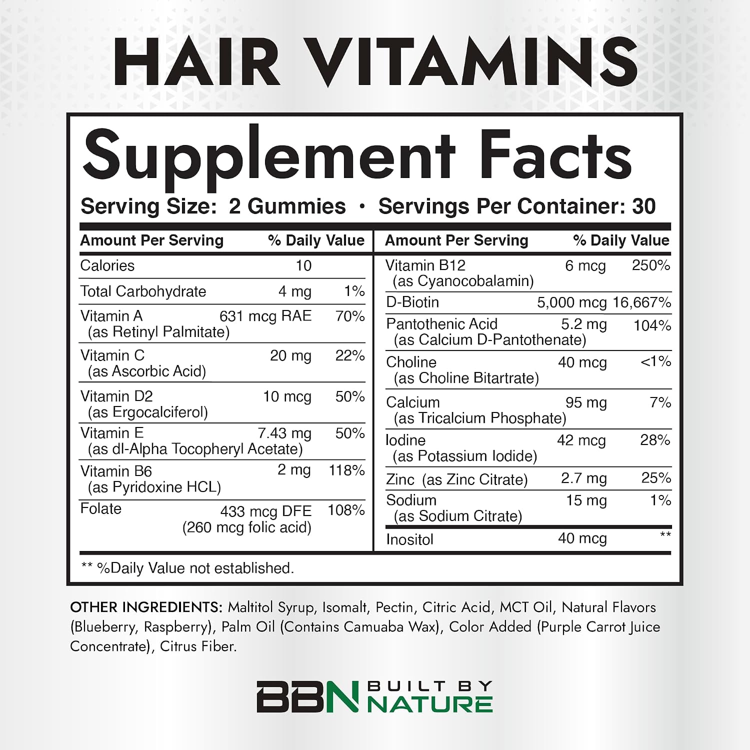 Built by Nature Hair Skin and Nails Gummies for Women, 60 Count