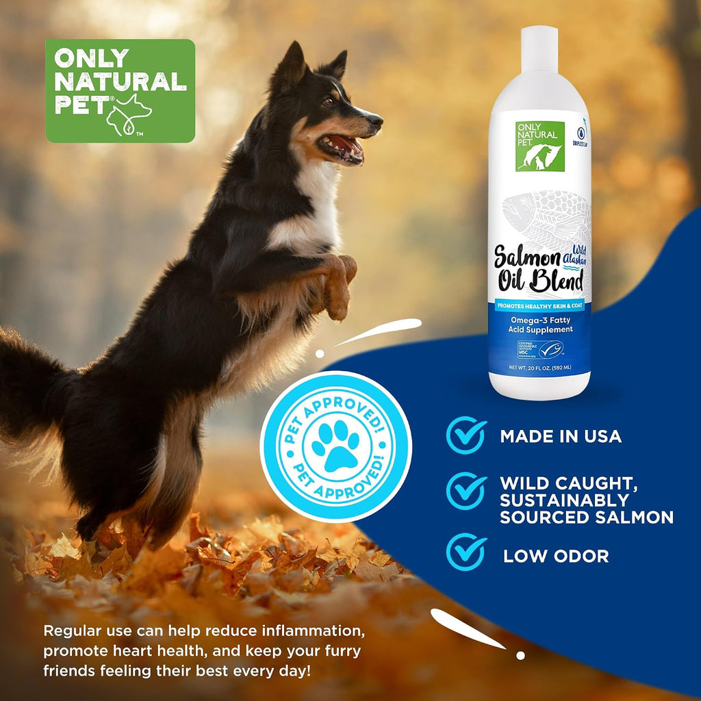 Only Natural Pet Aceite de Salmón Salvaje de Alaska para Perros y Gatos - Omega 3 y 6 - EPA y DHA - 591 ml (Pack de 2)