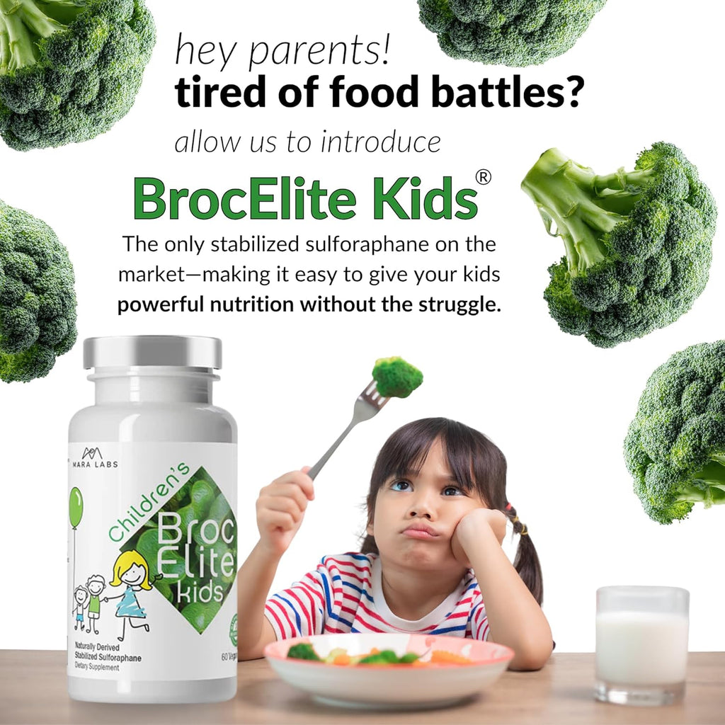 BrocElite Kids - Suplemento de Brócoli con Sulforafano para Niños - 60 Cápsulas Veganas