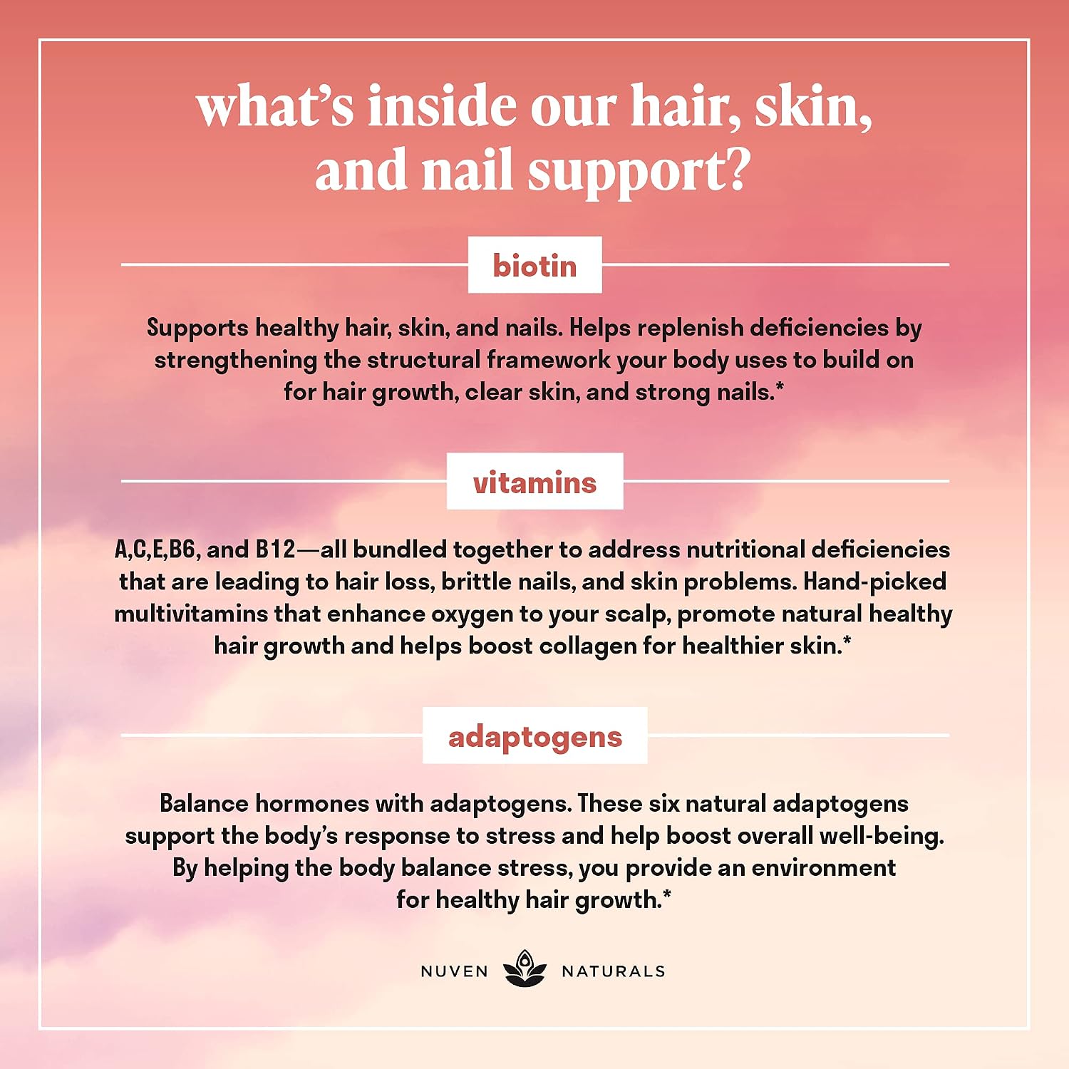 Biotina 10000 mcg con Vitaminas y Adaptógenos - Suplemento para Cabello, Piel y Uñas | Vegano, Sin Gluten, 60 Cápsulas