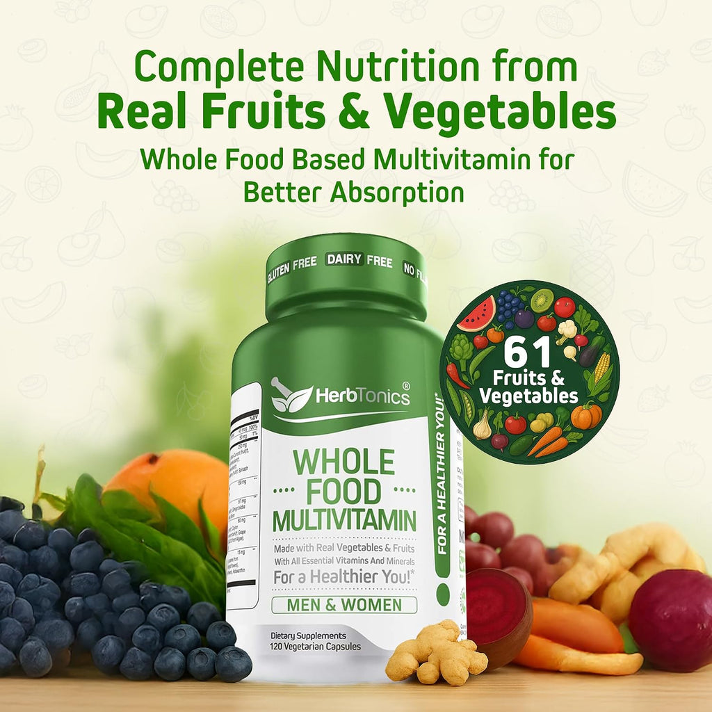 Herbtonics Multivitamínico Vegano Completo para Hombres y Mujeres - 120 Cápsulas