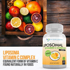 Vitamina C Liposomal 1400mg por Dosis – Alta Absorción, 180 Cápsulas Vegetales (2 Frascos)