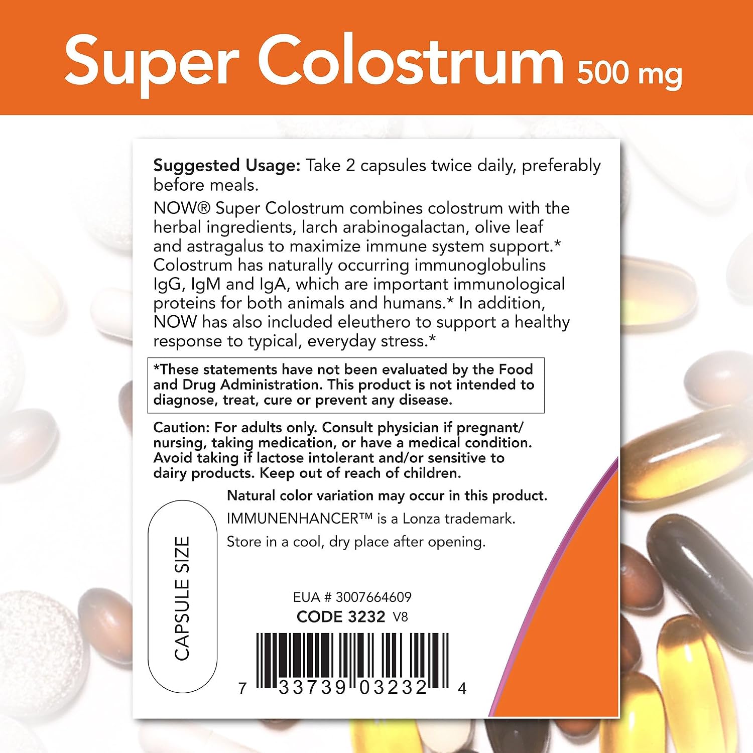 Super Colostrum 500 mg – 90 Cápsulas Veganas – NOW Foods