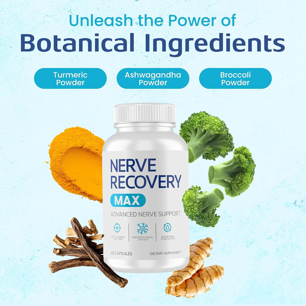 Nerve Recovery Max - Suplemento Avanzado para Apoyo Nervioso con Vitamina D3 y Ácido Alfa Lipoico, 120 Días (4 Botellas)