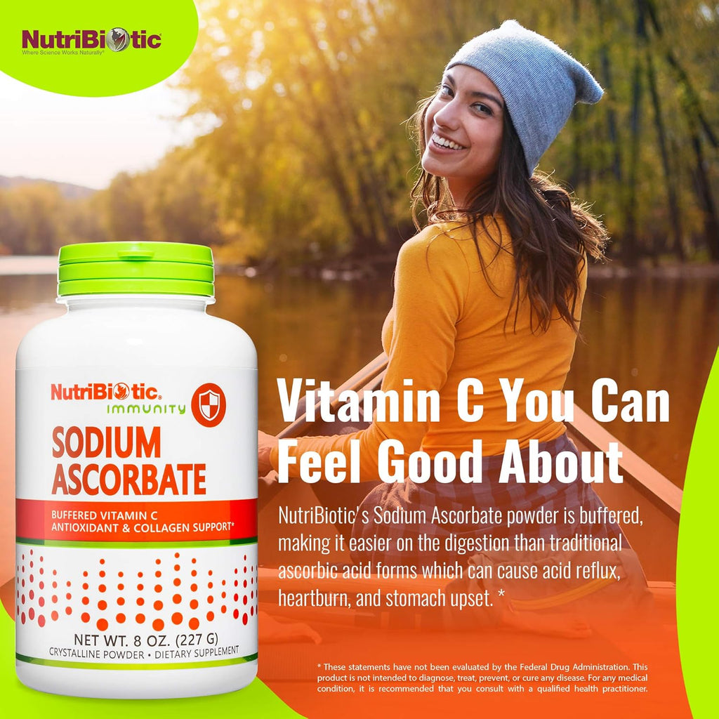 NutriBiotic Ascorbato de Sodio: Vitamina C Tamponada en Polvo, 227 g