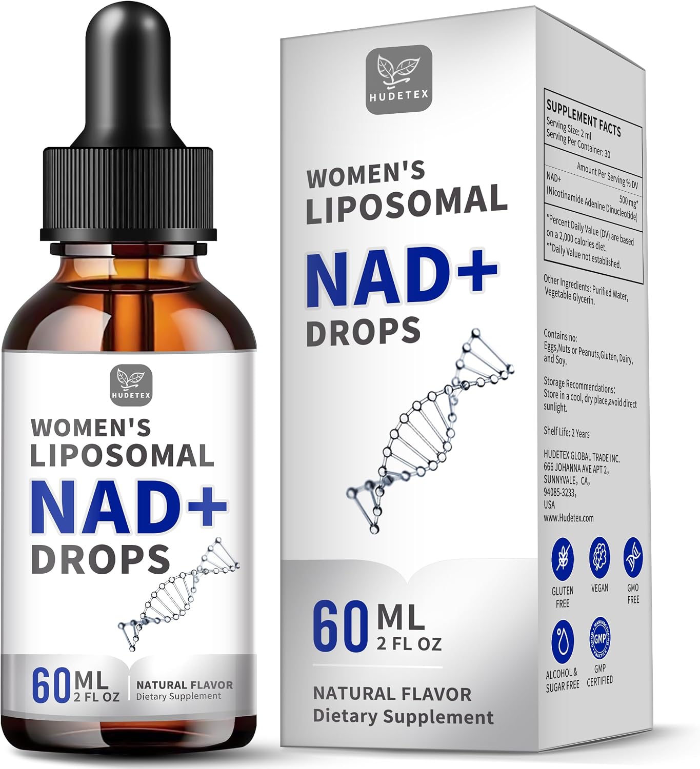 Women's NAD Liquid Supplement, Pure 500mg Liposomal NAD - Cell Regeneration, Energy Support, Vegan, Sugar Free, Additives Free