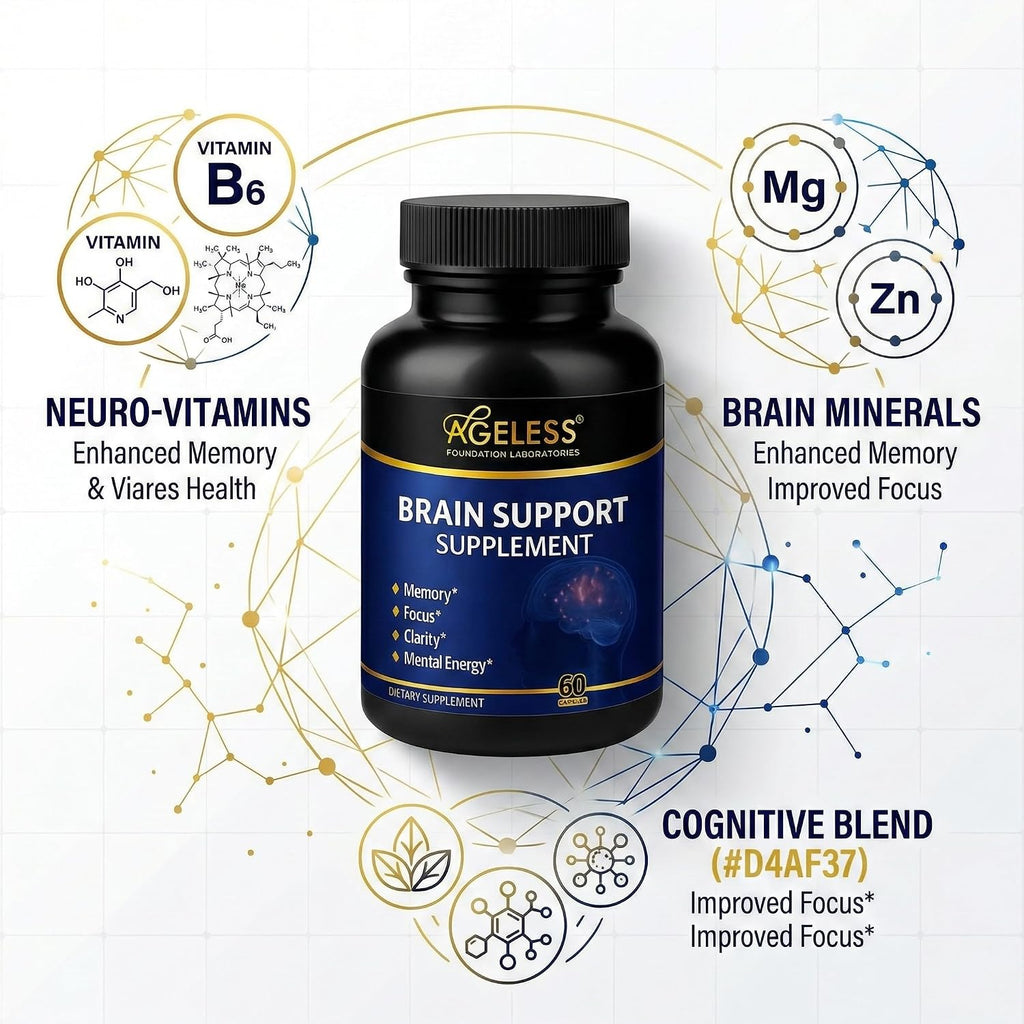 Ageless Brain – Suplemento para la Memoria y Concentración (60 Cápsulas)