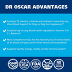 Dr. Oscar Blood Aid 3 en 1 - Suplemento de Hierro para Perros, Apoya la Salud Sanguínea, Inmunidad y Energía, 120 Comprimidos