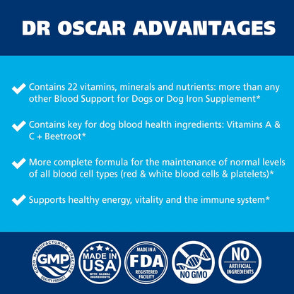 Dr. Oscar Blood Aid 3 en 1 - Suplemento de Hierro para Perros, Apoya la Salud Sanguínea, Inmunidad y Energía, 120 Comprimidos – Image 5