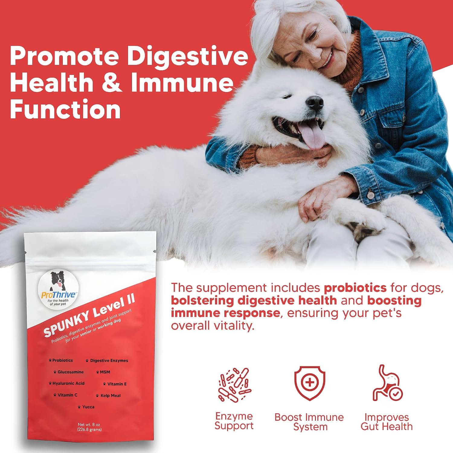 Spunky Nivel II Probióticos Formulados para Perros, 227 g