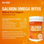 Pet MD Salmon Omega Bites para Perros - Suplemento para Piel y Pelaje - 120 unidades