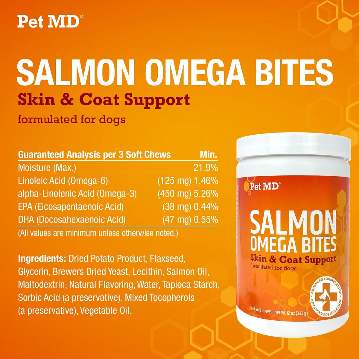 Pet MD Salmon Omega Bites para Perros - – Función cognitiva: El DHA es un componente importante del cerebro. En – Image 4