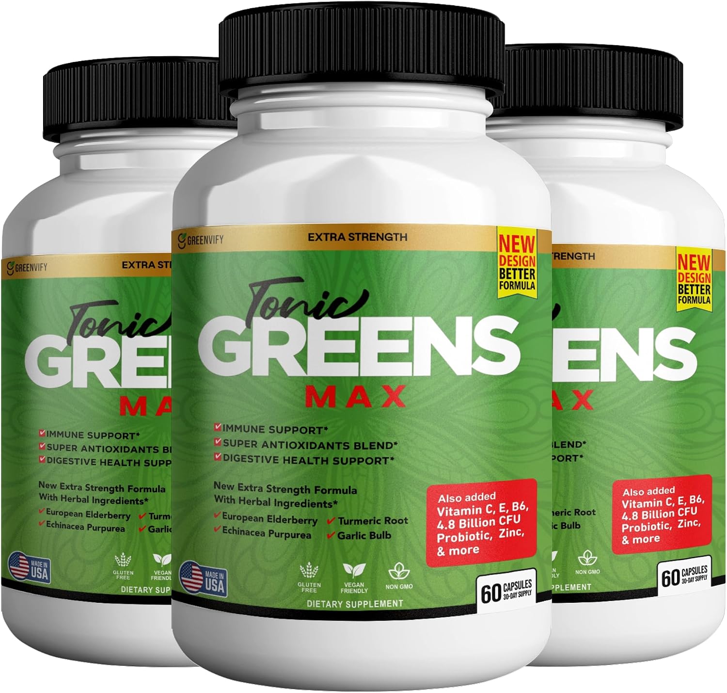 Tonic Greens Max – Suplemento de Apoyo Inmunológico Extra Fuerte, 60 Cápsulas