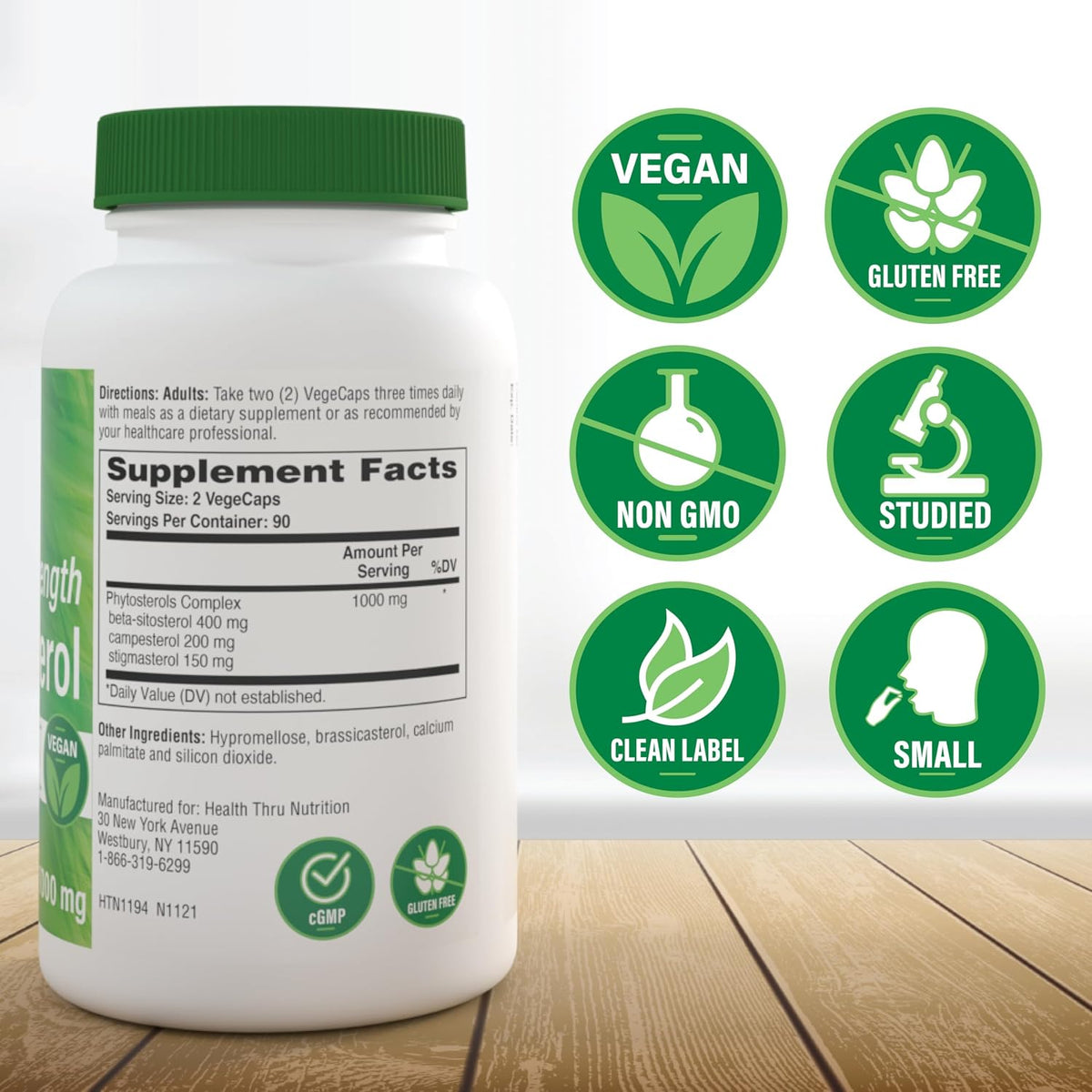 Health Thru Nutrition Ultra Strength Beta Sitosterol | 1000mg Fitoesteroles Complejo 400mg Beta | No Transgénico Vegano (180 – Image 3