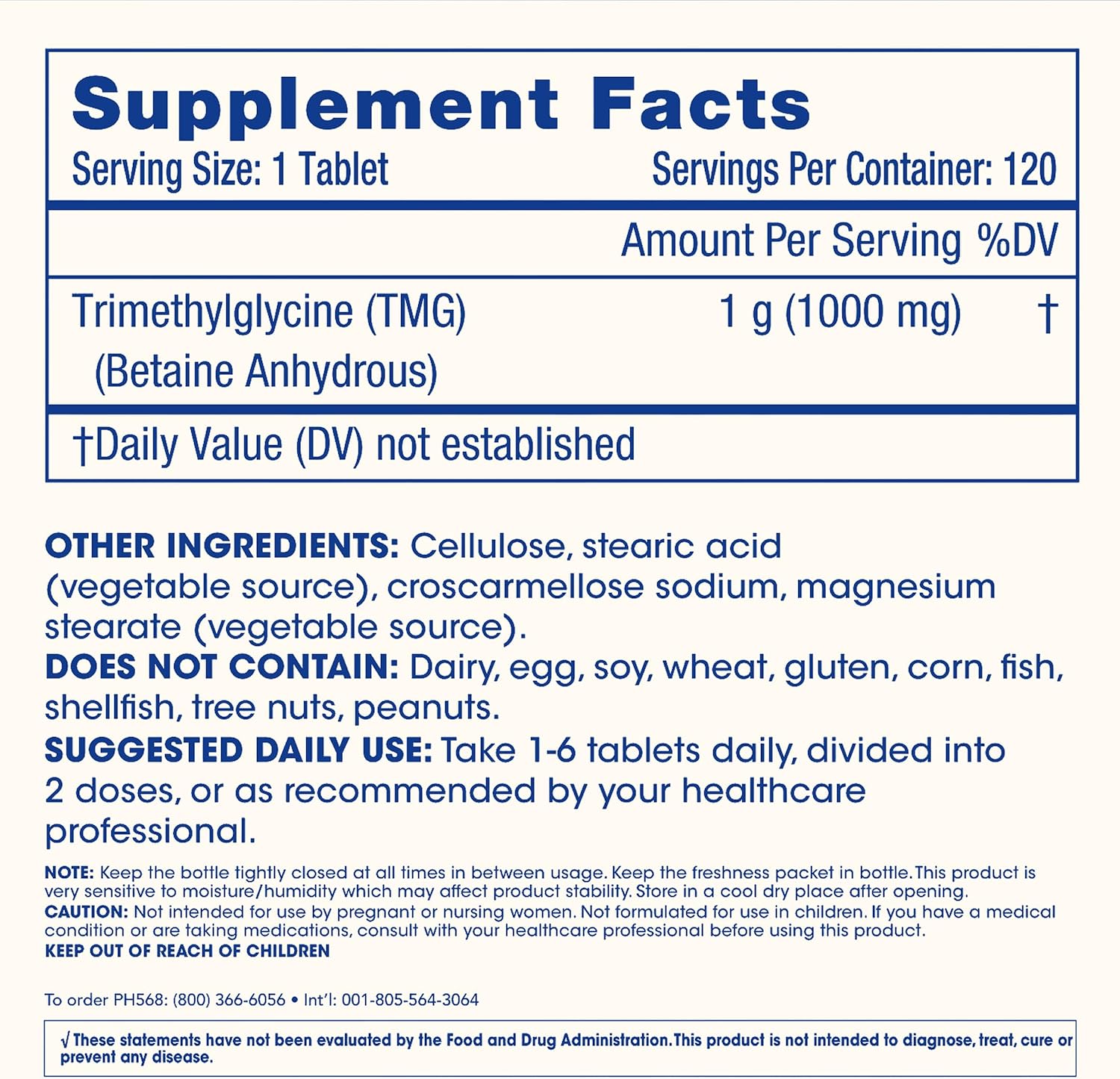 ProHealth Longevity | TMG (Trimetilglicina), Betaina Anhidra - 1.000 mg, 120 Comprimidos - Apoyo a la Metilación (Pack de 3)