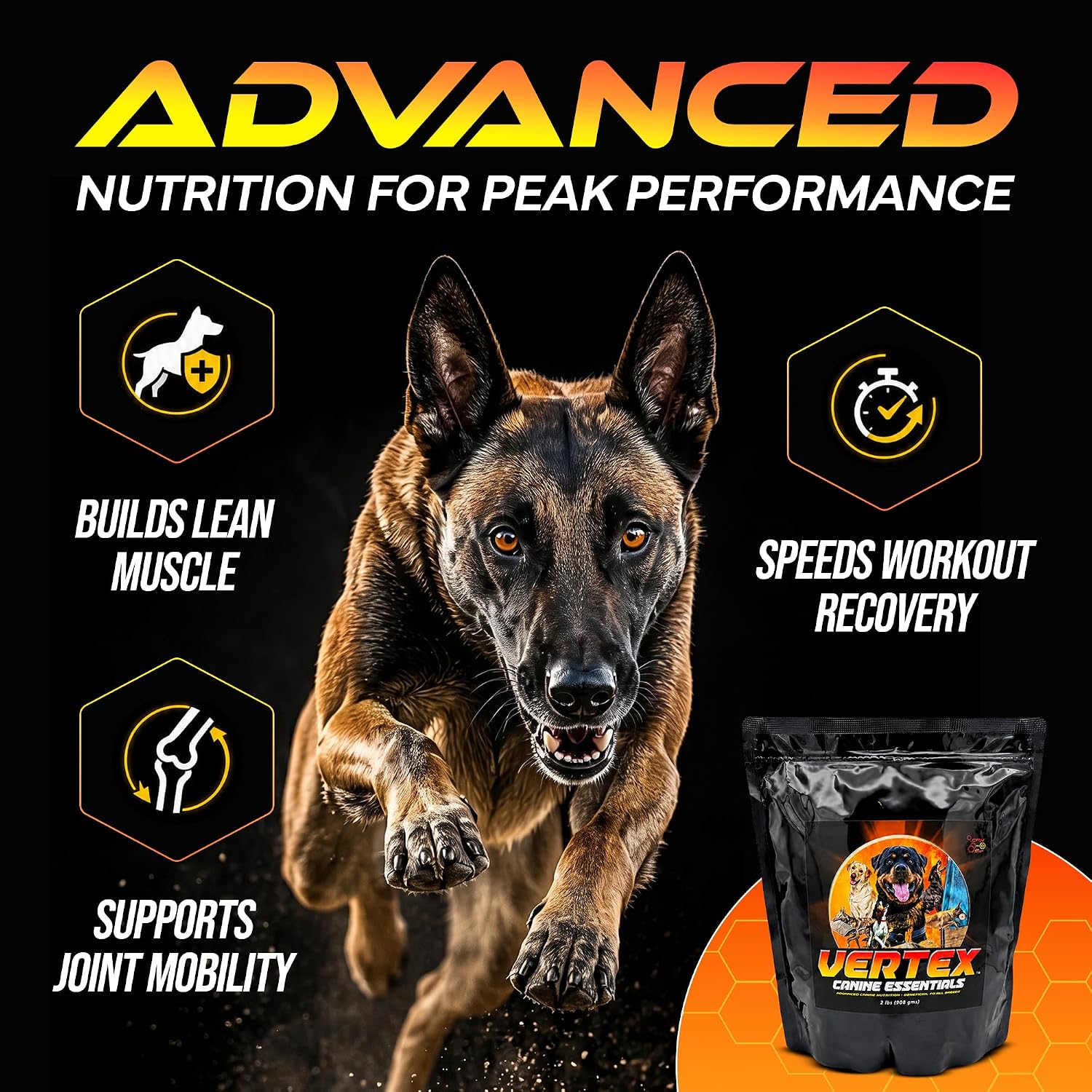 Vertex Canine Essentials – Suplemento de Alto Rendimiento para Perros – Proteína de Hígado, Suero y Huevo – 907 g