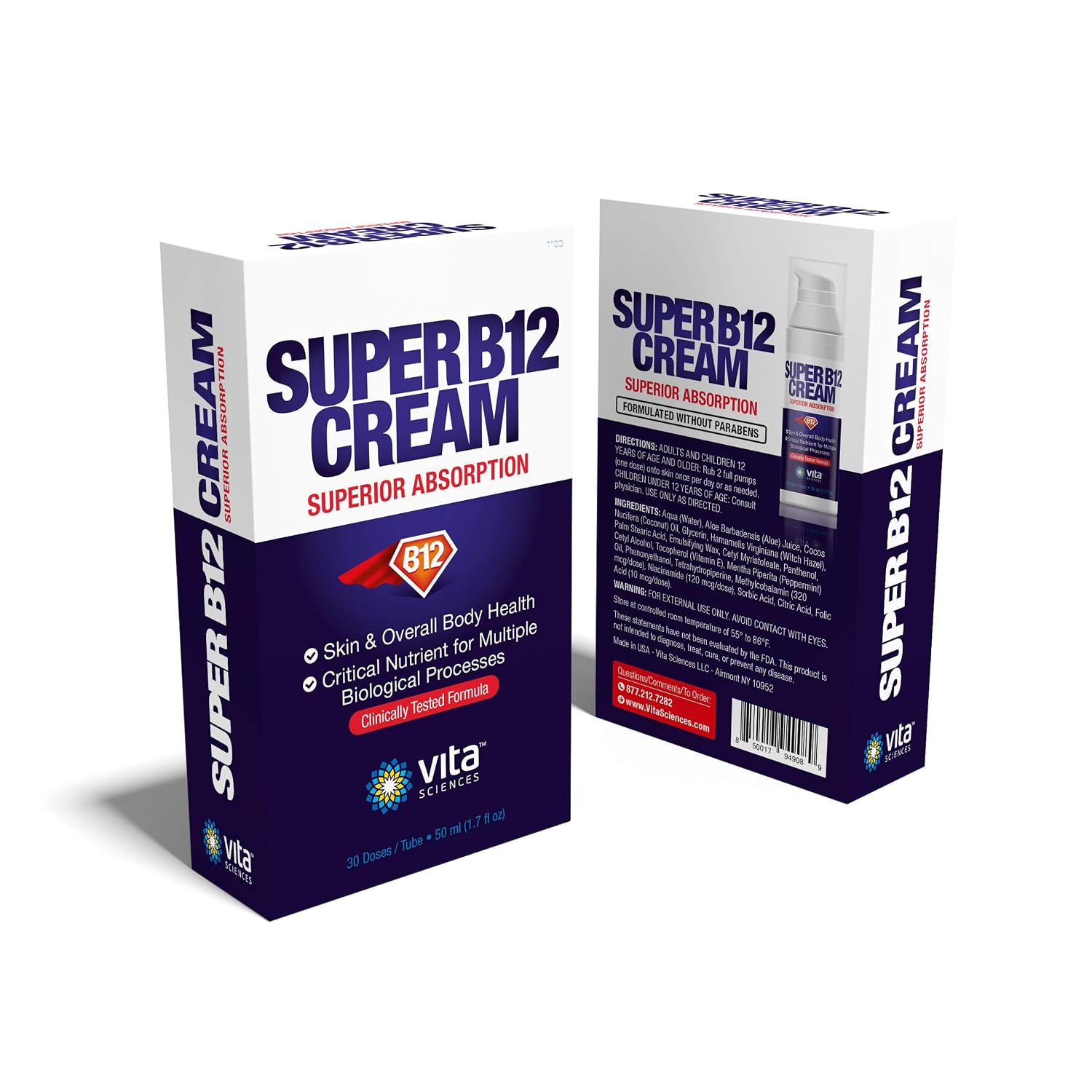 Vita Sciences Super B12 Cream - Crema Tópica de Vitamina B12 con Metilcobalamina Bioactiva