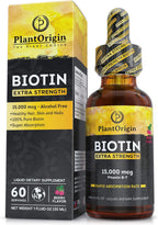 Biotina Líquida 15.000 mcg – Gotas de Vitamina B7 de Alta Absorción | Vegano, Kosher, Sin Azúcar, Sin Alcohol | 60 Dosis