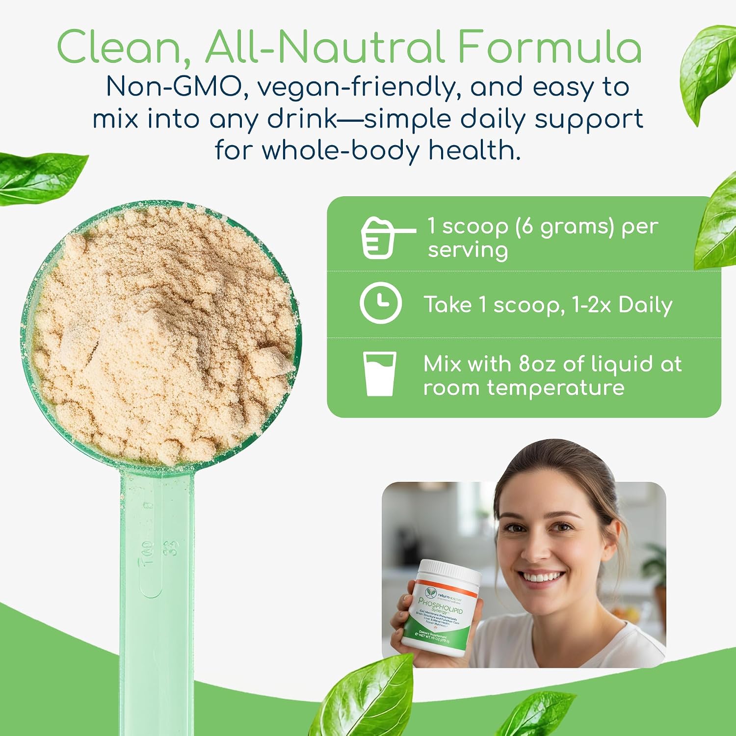 Return Healthy Phospholipid Synergy Powder - Antioxidante en Polvo para la Reparación Celular, 270 g