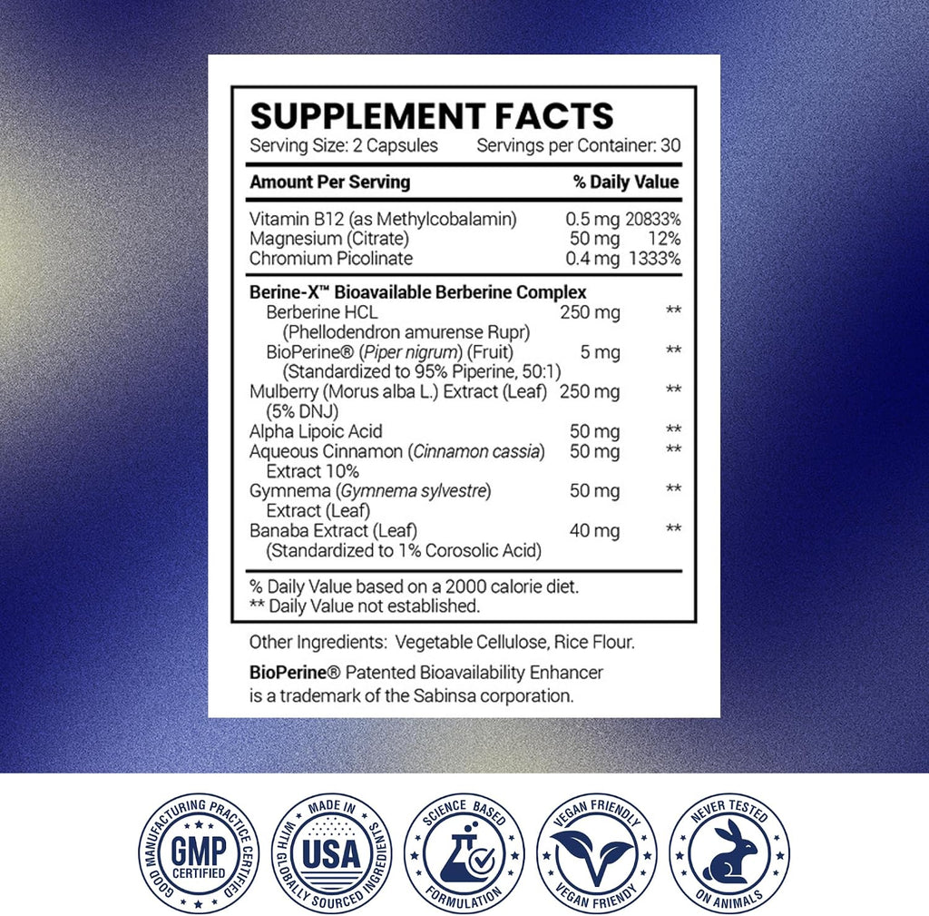 Research Verified Glucotrax - Berberina, Cromo Picolinato, Canela, Gymnema - 180 Cápsulas