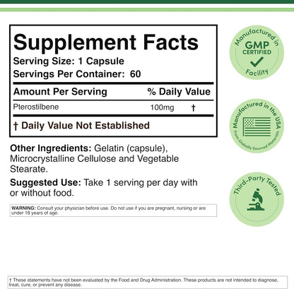 Pterostilbeno 100 mg, 60 Cápsulas - – ¿Cuánto tiempo tarda en hacer efecto? Los efectos antioxidantes son – Image 3