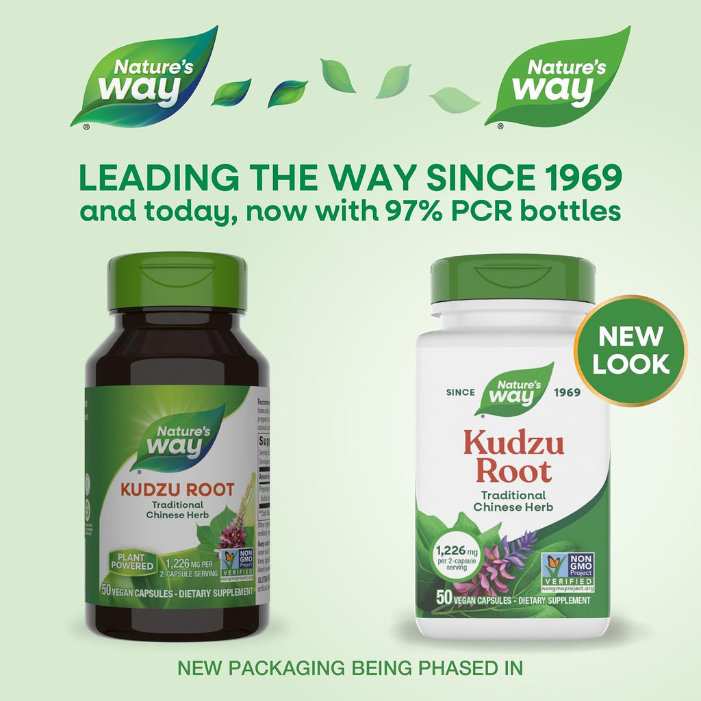 Nature's Way Raíz de Kudzu, 1226 mg por ración (2 cápsulas), 50 Cápsulas Veganas