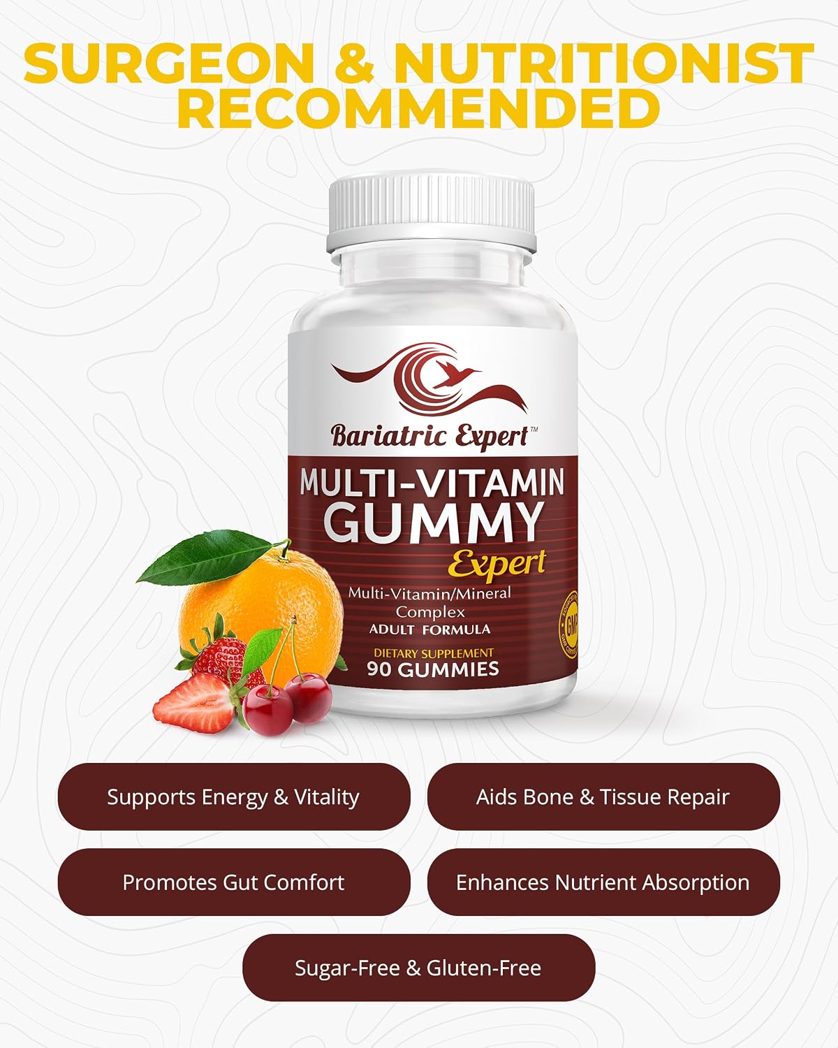Bariatric Expert Multivitamin Gummies – Gominolas multivitamínicas de fusión rápida para adultos post-cirugía bariátrica, 90 unidades