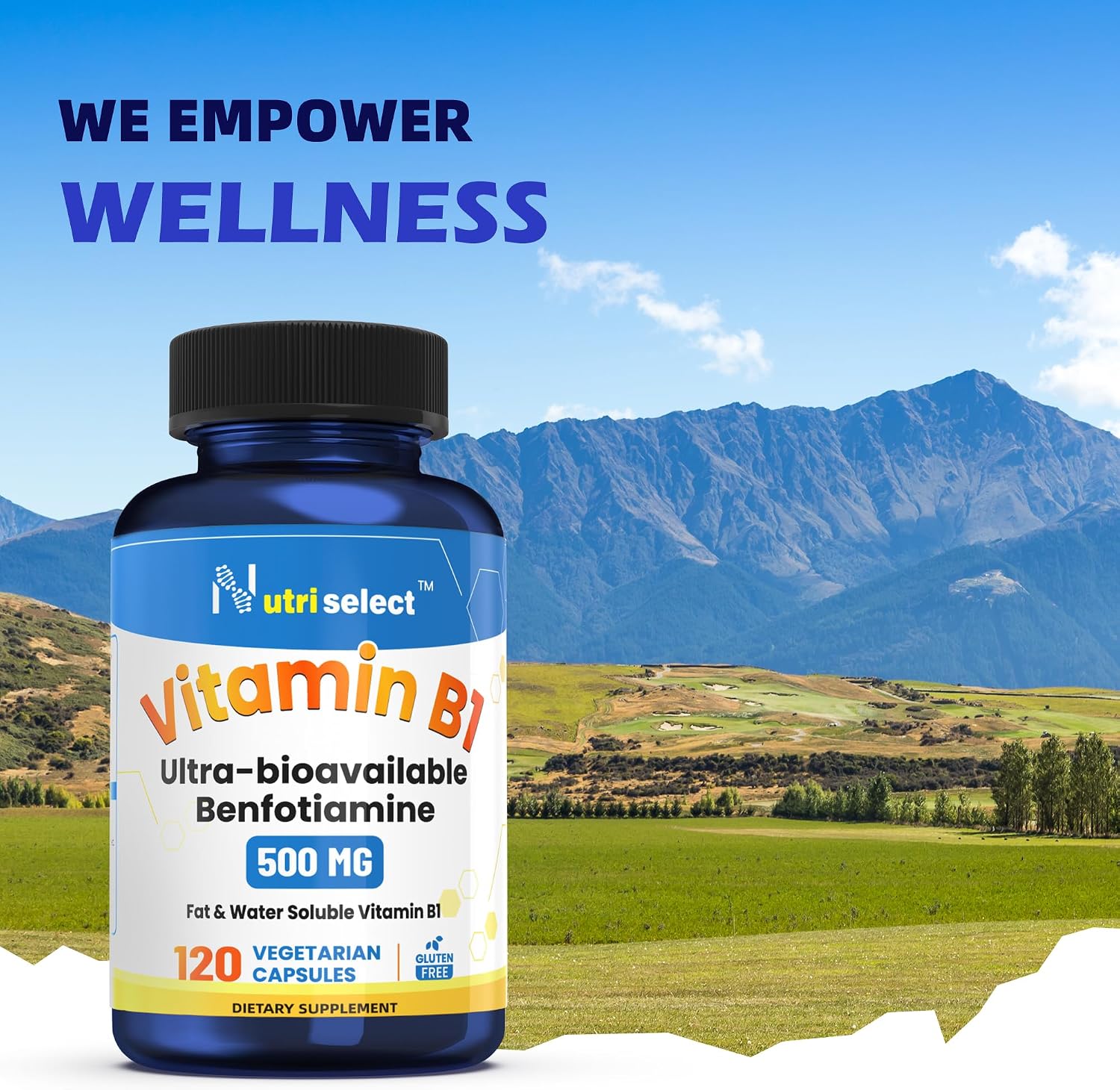 Nutriselect Benfotiamina 500 mg - 120 Cápsulas - Vitamina B1 Alta Absorción
