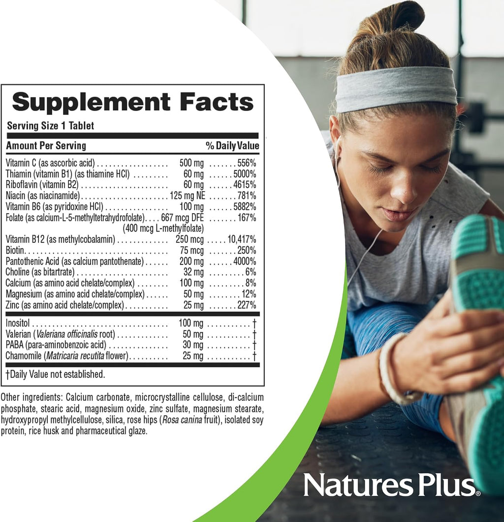 NaturesPlus Mega-Stress Complex, Sostenido - 90 Comprimidos Vegetales