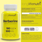 LongLifeNutri Berberine 500 mg – 180 Cápsulas Vegetales