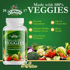 Suplemento de Frutas y Verduras - 90 Cápsulas de Fruta y 90 Cápsulas de Verdura - Vitaminas Naturales, Sin Soja, Vegano - 180 Cápsulas